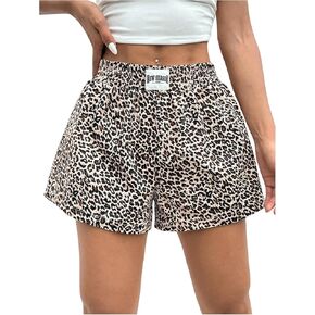 Milumia Women's Y2K Leopard Print Boxer Shorts Casual Elastic Waist Mini Shorts in Kuwait