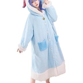KIRA KIRA Game Genshin Impact Ganyu Cosplay Pajams Ganyu Fleece Blanket Hooded Winter Pajamas (US, Alpha, Small, Regular, Long, Light blue) in Saudi Arabia