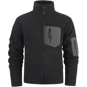 Men's Stand Up Collar Fleece Spliced Outdoor Jacket Solid Color Casual Simple Workwear Jacket in Kuwait