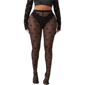 Oyoangle Women's Plus Bow Size ضيق الجوارب الجوارب الجوارب الداخلية الشفافة عالية الخصر in Saudi Arabia