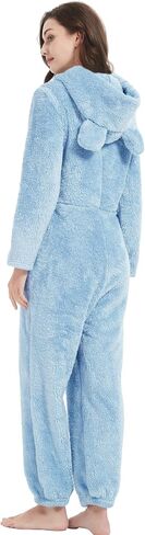 Flygo Womens Onesies Pajamas One Piece Hooded Adult Pajama Jumpsuit Winter Fuzzy Sleepwear in Kuwait