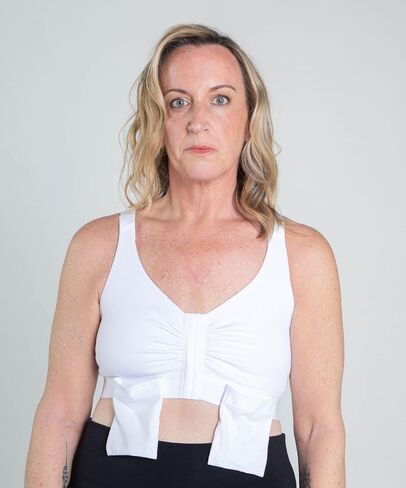 AnaOno Pocketed Post-Surgery Bra - Front Closure Bras for Women W/Removable Drain Pockets - Light Compression Mastectomy Bras in Kuwait