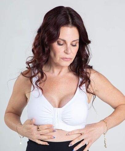 AnaOno Pocketed Post-Surgery Bra - Front Closure Bras for Women W/Removable Drain Pockets - Light Compression Mastectomy Bras in Kuwait