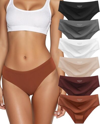 Seamless Underwear for Women No Show Hipster Bikini Panties Low Rise Cheeky Breathable Soft Invisible Briefs 6 Pack in Saudi Arabia