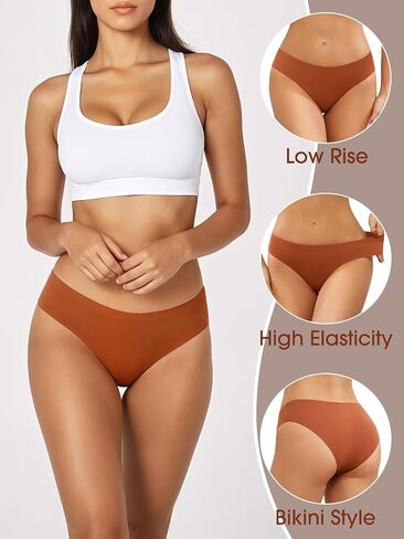 Seamless Underwear for Women No Show Hipster Bikini Panties Low Rise Cheeky Breathable Soft Invisible Briefs 6 Pack in Saudi Arabia