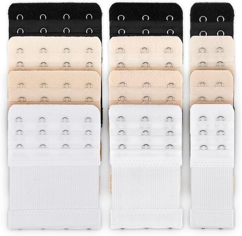 12 PCS Bra Extensers 2 Hook / 3 Hook / 4 Hook ، Bra Strap Extender ، Bra Extension Strap for Women بالإضافة إلى Size Sove and Movel in Kuwait