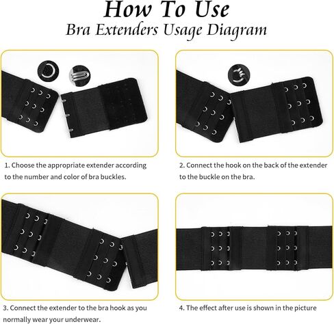 12 PCS Bra Extenders 2 Hook / 3 Hook / 4 Hook, Bra Strap Extender, Bra Extension Strap for Women Plus Size Soft and Comfortable (Black, White, Nude, Beige) in Kuwait