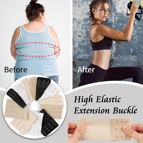 12 PCS Bra Extensers 2 Hook / 3 Hook / 4 Hook ، Bra Strap Extender ، Bra Extension Strap for Women بالإضافة إلى Size Sove and Movel in Kuwait