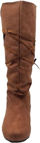 Women‘s Renaissance Boots Medieval Cosplay Halloween Vintage Stage Pirate Viking Tied Boots Shoes in Saudi Arabia