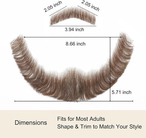 Fake Full Beard with Sideburns for Men, Bushy Human Hair Beard with Soft Lace Backside, Realistic Thick Mustache and Beard Costume for Cosplay, Halloween and Performance (Brown mix with Grey-White) in Kuwait