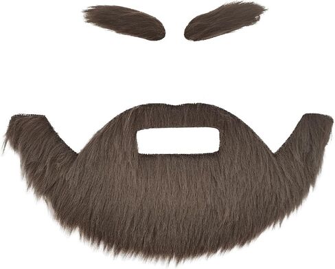 J.CARP Fake Beard and Eyebrows Self Adhesive, Novelty Facial Hair, Performances Props for Cosplay Costume Halloween and Festival Party Brown in Saudi Arabia