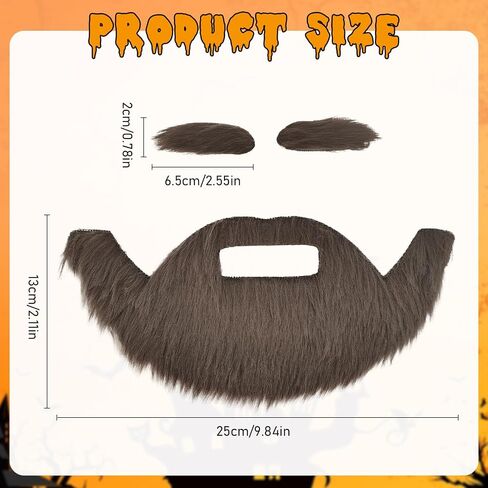 J.CARP Fake Beard and Eyebrows Self Adhesive, Novelty Facial Hair, Performances Props for Cosplay Costume Halloween and Festival Party Brown in Saudi Arabia