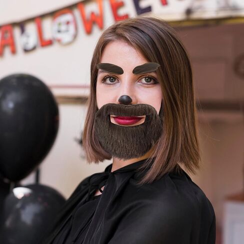 J.CARP Fake Beard and Eyebrows Self Adhesive, Novelty Facial Hair, Performances Props for Cosplay Costume Halloween and Festival Party Brown in Saudi Arabia