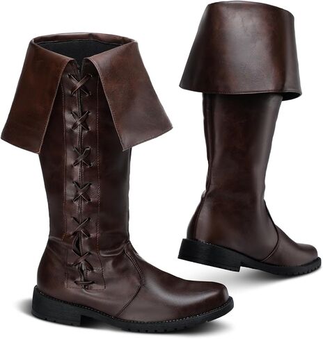 Ramede Birate Pirate Boots Men Renaissance Boots Halloween Halloween Gothic Viking Costume Shoes Footwear for Cosplay in Saudi Arabia