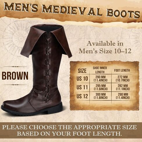 Ramede Birate Pirate Boots Men Renaissance Boots Halloween Halloween Gothic Viking Costume Shoes Footwear for Cosplay in Saudi Arabia