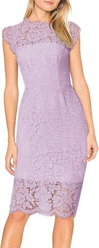 MEROKEETY Women's Sleeveless Lace Floral Elegant Cocktail Dress Crew Neck Knee Length for Party in Saudi Arabia