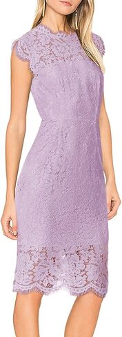 MEROKEETY Women's Sleeveless Lace Floral Elegant Cocktail Dress Crew Neck Knee Length for Party in Saudi Arabia