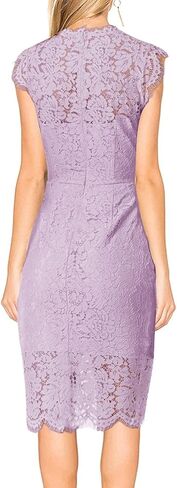MEROKEETY Women's Sleeveless Lace Floral Elegant Cocktail Dress Crew Neck Knee Length for Party in Saudi Arabia