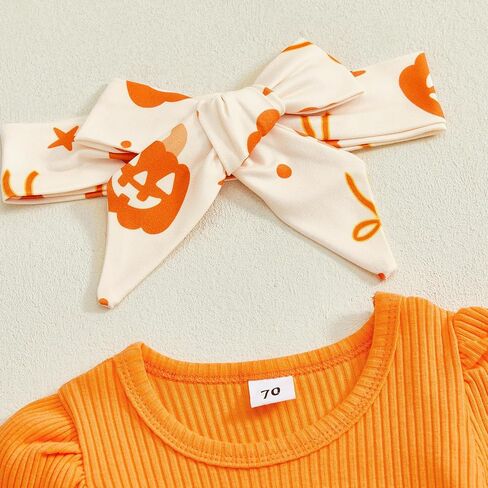 My First Halloween Baby Girl Outfit Newborn Pumpkin Onesie Bell Bottoms Infant 1st Halloween Clothes Costume Sets in Kuwait