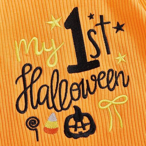 My First Halloween Baby Girl Outfit Newborn Pumpkin Onesie Bell Bottoms Infant 1st Halloween Clothes Costume Sets in Kuwait