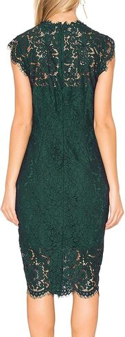 MEROKEETY Women's Sleeveless Lace Floral Elegant Cocktail Dress Crew Neck Knee Length for Party in Saudi Arabia