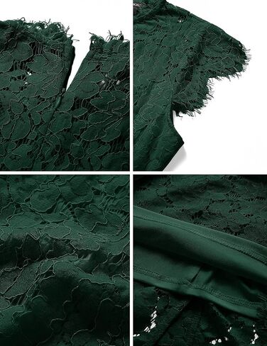 MEROKEETY Women's Sleeveless Lace Floral Elegant Cocktail Dress Crew Neck Knee Length for Party in Saudi Arabia