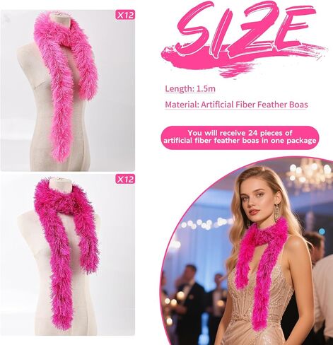 24pcs Feather Boas Bulk Artificial Fluffy Boas Costume Decor for Halloween Wedding Christmas Tea Party Supplies in Kuwait