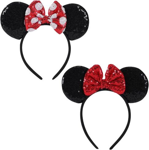 2 Pcs Mouse Ears Sequin Headbands,Shiny Bows Headbands, A Perfect Addition to Your Trip Essentials Accessories for Women Grils Princess Decoration Costume Cosplay in Saudi Arabia