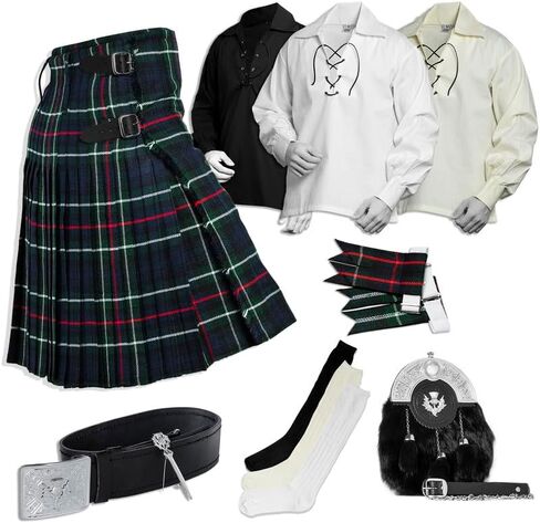 Scottish Kilt for Men - 09 Pcs Kilt Accessories for Men, Wedding Scottish Outfit, Mackenzie, 42 in Saudi Arabia