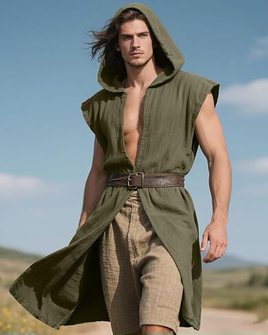 Joukavor Medieval Sleeveless Surcoat Renaissance Tabard for Men Halloween LARP in Kuwait