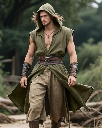 Joukavor Medieval Sleeveless Surcoat Renaissance Tabard for Men Halloween LARP in Kuwait