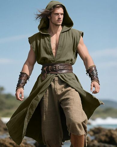 Joukavor Medieval Sleeveless Surcoat Renaissance Tabard for Men Halloween LARP in Kuwait