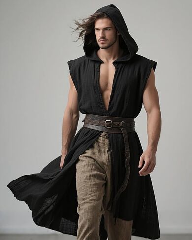 Joukavor Medieval Sleeveless Surcoat Renaissance Tabard for Men Halloween LARP in Kuwait