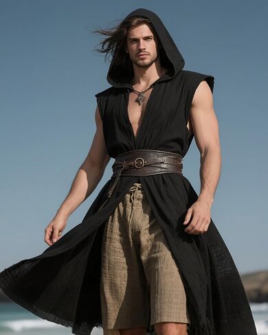 Joukavor Medieval Sleeveless Surcoat Renaissance Tabard for Men Halloween LARP in Kuwait