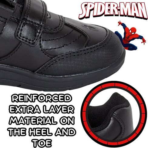 Spiderman Boys School Shoes for Kids Black Trainers Marvel Hero Black Formal Shoes Easy Touch Fasten Straps in Saudi Arabia