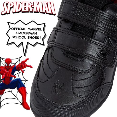 Spiderman Boys School Shoes for Kids Black Trainers Marvel Hero Black Formal Shoes Easy Touch Fasten Straps in Saudi Arabia