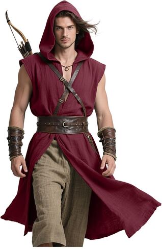 Joukavor Medieval Sleeveless Surcoat Renaissance Tabard for Men Halloween LARP in Kuwait