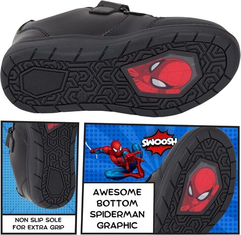 Spiderman Boys School Shoes for Kids Black Trainers Marvel Hero Black Formal Shoes Easy Touch Fasten Straps in Saudi Arabia