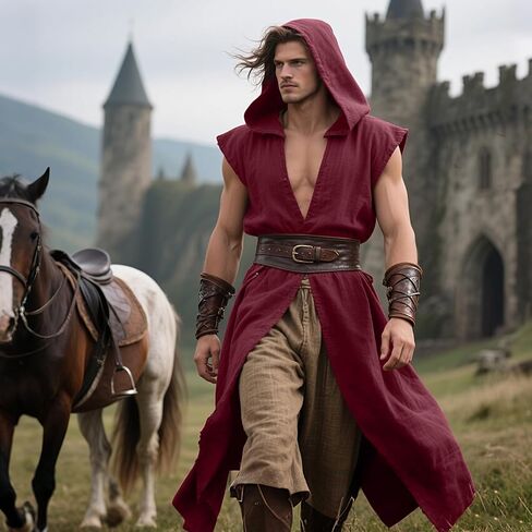 Joukavor Medieval Sleeveless Surcoat Renaissance Tabard for Men Halloween LARP in Kuwait