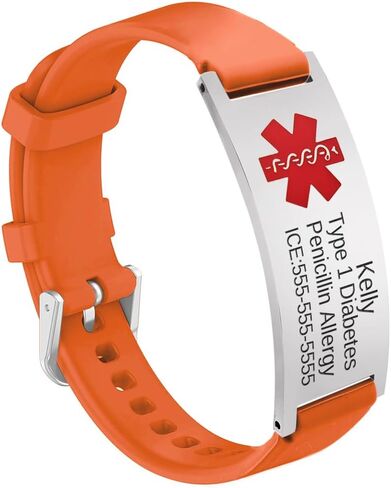 Custom Engraving Medical Alert Bracelet for Women,Personalized Seniors' Silicone Allergy Alert Information Bracelet in Saudi Arabia