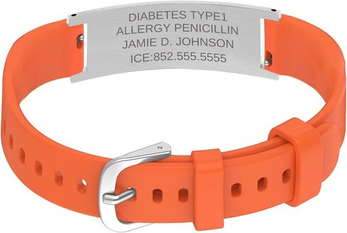 Custom Engraving Medical Alert Bracelet for Women,Personalized Seniors' Silicone Allergy Alert Information Bracelet in Saudi Arabia