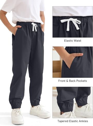 Resinta 3 Pack Boys' Stretch School Jogger Pants Pull-On Twill Uniform Pants Stretch Chino Fabric with Elastic Waist for Kids in Saudi Arabia