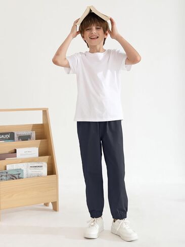 Resinta 3 Pack Boys' Stretch School Jogger Pants Pull-On Twill Uniform Pants Stretch Chino Fabric with Elastic Waist for Kids in Saudi Arabia