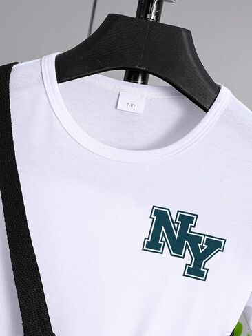 Summer Outfits Boys Fashion Short Sleeve T Shirt Short Set Cross body Bag 3 Piece Causal Outfit Size 7-15 in Kuwait