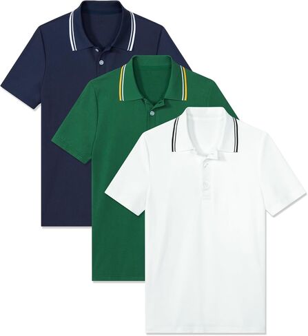 Boys Polo Shirts 3-Pack School Uniform Performance Golf Clothes Active Short Sleeve Kids 5-14T in Saudi Arabia