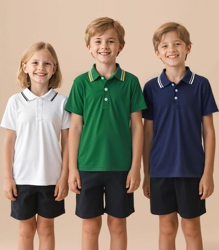 Boys Polo Shirts 3-Pack School Uniform Performance Golf Clothes Active Short Sleeve Kids 5-14T in Saudi Arabia