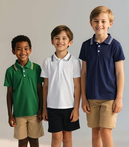 Boys Polo Shirts 3-Pack School Uniform Performance Golf Clothes Active Short Sleeve Kids 5-14T in Saudi Arabia