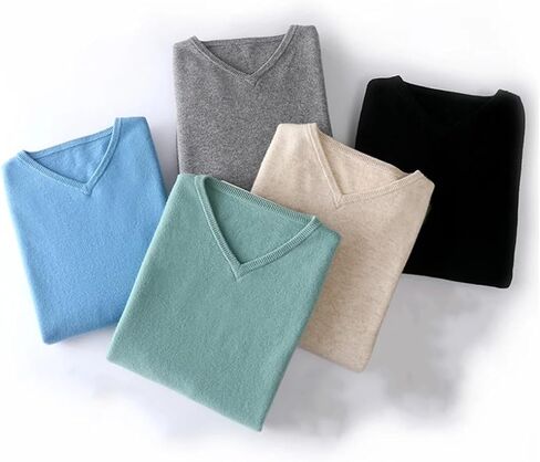 Men's V-Neck Solid Color Casual Pullover Sweater Solid Color Slim Fit Simple Business Sweater in Saudi Arabia