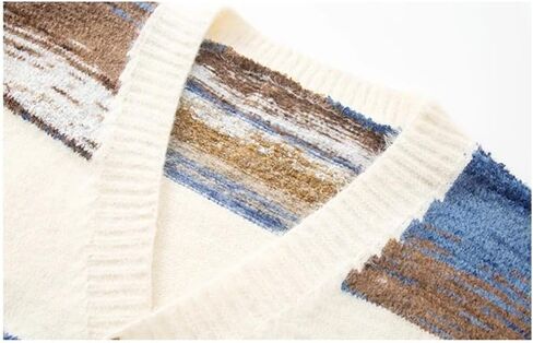 Men's Retro Lazy Striped Cardigan Sweater Solid Color Warm Casual Loose Couple Sweater Jacket in Saudi Arabia