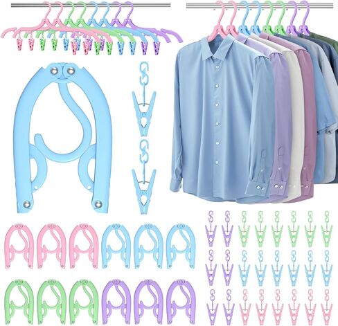 16 Pcs Portable Travel Hangers for Cruise Ship Essentials 2025, Plastic Folding Foldable Hangers Clothes Drying Rack Travel Accessories for Suitcase, RV, Camping, Flying, Hotel, Road Trip (Black) in Kuwait